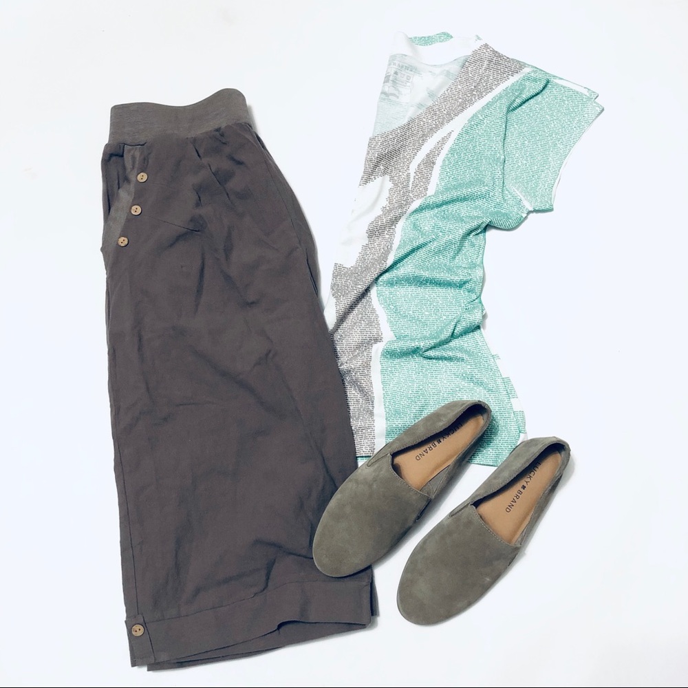 MISSLOOK Grey Wide Leg Cropped Pants - Size M